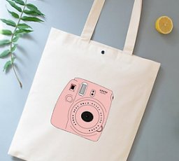 Túi Tote Ginko Unisex Vải Trắng Kiểu Basic Nút Bấm 33x38cm In Hình Máy Ảnh Polaroid Instax G55 - Tặn