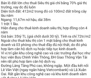 Bán nhà đất đường Lê Văn Việt